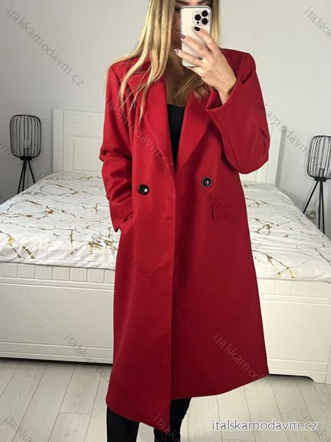 Kabát flaušový dlhý dámsky (S-XL) TALIANSKA MÓDA IMD22901-2/DU