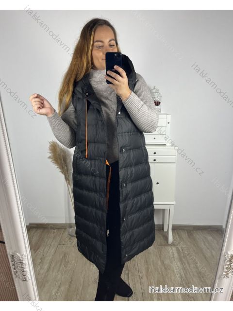 Vesta s kapucí bez rukávu dámská (S-L) ITALSKá MóDA IM423MELANI/DU L Černá