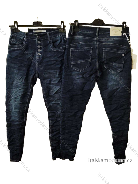 Rifle jeans baggy dlhé dámske (34-42) NEWPLAY MA233213/DU tmavo modrá 42