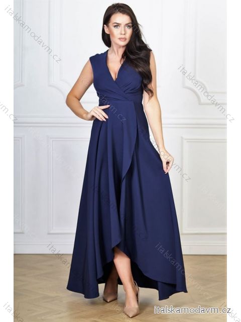 Šaty dlouhé elegantní společenské bez rukávu dámské nadrozměr (36-50) POLSKÁ MÓDA PMLBF23GRACIA8 tmavě modrá 38
