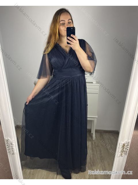 Šaty spoločenské elegantné dámske (L/XL ONE SIZE) TALIANSKA MODA IMS23DIANA/DR L/XL tmavo modrá
