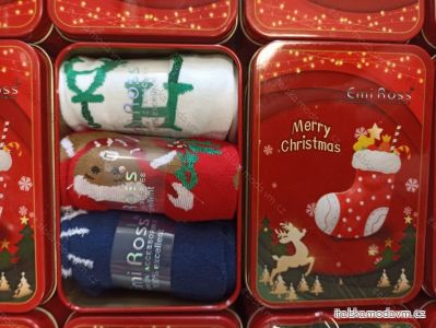 Ponožky teplé Vánoční dámské krabička 3 páry (35-38, 39-42) EMI ROSS ROS23004