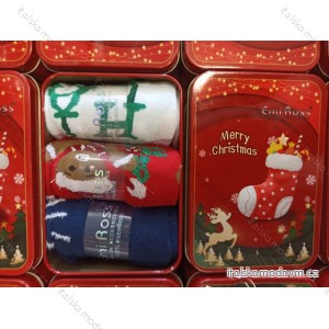 Ponožky teplé Vánoční dámské krabička 3 páry (35-38, 39-42) EMI ROSS ROS23004