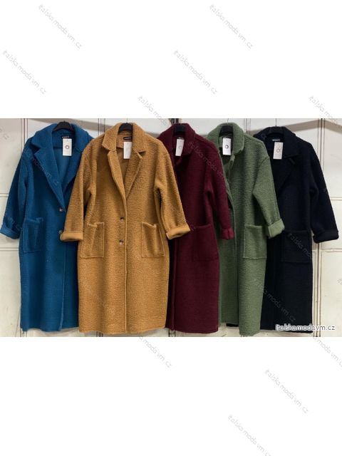 Kabát beránek dlouhý rukáv dámský nadrozměr (2XL/3XL ONE SIZE) ITALSKÁ MÓDA IMC23467