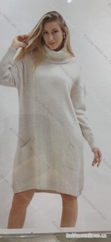 Šaty úpletové s rolákem dlouhý rukáv dámské nadrozměr (XL/2XL ONE SIZE) ITALSKá MóDA IMC23474