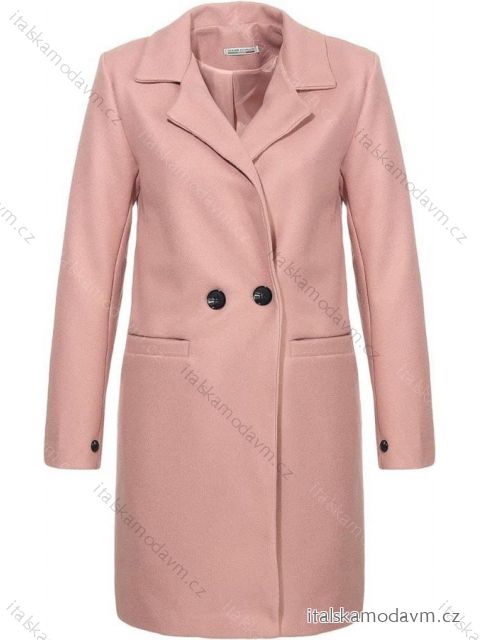 Kabát flaušový dlouhý dámský (S-XL) ITALSKÁ MÓDA IMD221107-7/DR XL světle růžová