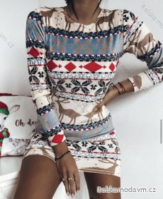 Šaty vánoční sametové dlouhý rukáv dámské (S/M ONE SIZE) ITALSKÁ MÓDA IMWC234322