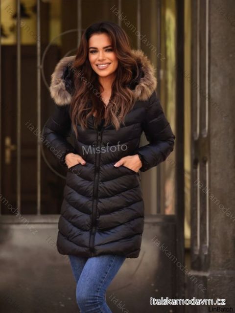 Kabát zimní s kapucí dámský (S-2XL) MFFASHION IMMF22M688 Černá XL
