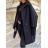 Kabát flaušový dlouhý rukáv dámský (S/M/L ONE SIZE) ITALSKÁ MÓDA IMWKK233813/DU Černá M/L
