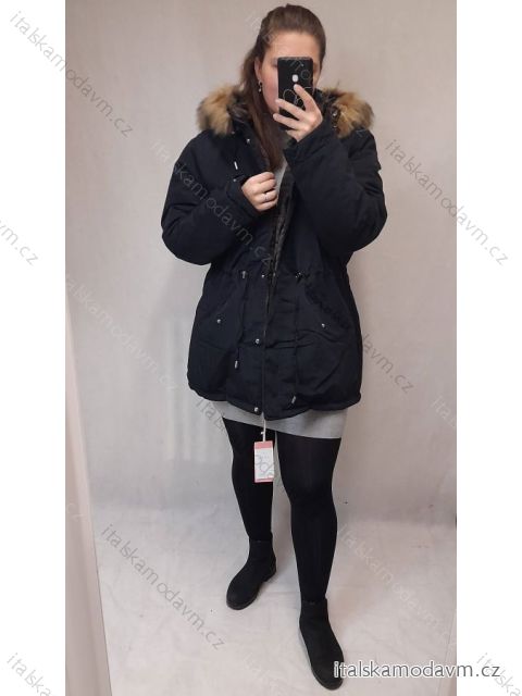 Kabát parka zimní dámská nadrozměr (3XL-7XL) POLSKÁ  MÓDA MTN21MHM-W557BIG Černá 7XL
