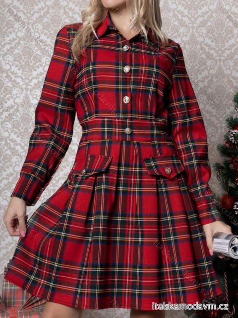 Šaty elegantní košilové vánoční dlouhý rukáv dámské (S/M ONE SIZE) ITALSKÁ MÓDA IMM23M45618
