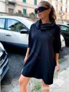 Šaty mikinové dlouhý rukáv dámské nadrozměr (XL/2XL ONE SIZE) ITALSKÁ MÓDA IMD23843