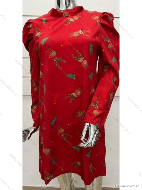 Šaty vánoční dlouhý rukáv dámské (S/M ONE SIZE) ITALSKÁ MÓDA IMWY23208