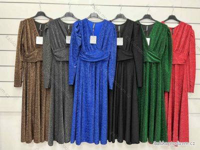 Šaty dlouhé třpytivé společenské dlouhý rukáv dámské (S/M ONE SIZE) ITALSKÁ MÓDA IMWY23220
