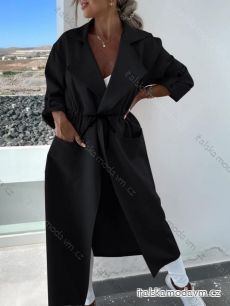 Kabát broušená koženka dlouhý rukáv dámský (S/M/L/XL ONE SIZE) ITALSKÁ MÓDA IMD23829