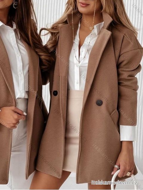 Kabát flaušový s podšívkou dlouhý rukáv dámský (L/XL ONE SIZE) ITALSKÁ MÓDA IMD23841