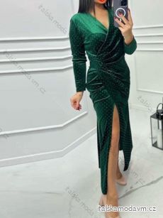 Šaty sametové elegantní dlouhý rukáv dámské (S/M ONE SIZE) ITALSKÁ MÓDA IMWMY234453