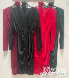 Šaty sametové elegantní dlouhý rukáv dámské (S/M ONE SIZE) ITALSKÁ MÓDA IMWMY234458
