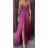 Šaty společenské dlouhé na ramínka carmen dámské (S/M ONE SIZE) ITALSKÁ MÓDA IMPBB23B23687/DUR Černá S/M