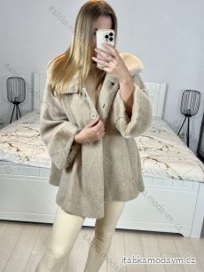 Kabát s kožíškem dlouhý rukáv dámský (S/M/L/XL ONE SIZE) ITALSKÁ MODA IM423350