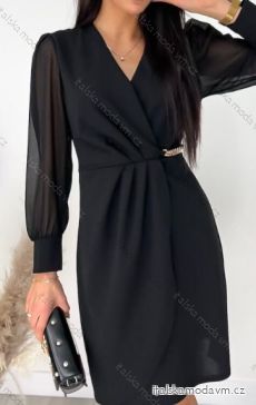 Šaty elegantní dlouhý rukáv dámské (S/M ONE SIZE) ITALSKÁ MÓDA IMWY234356