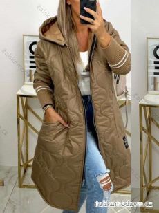 Kabát bunda s kapucí dlouhý rukáv dámský (S/M ONE SIZE) ITALSKÁ MÓDA IMWC234361