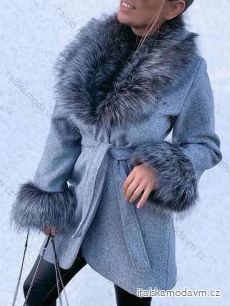 Kabát s kožíškem dlouhý rukáv dámský (S/M ONE SIZE) ITALSKÁ MÓDA IMWAE234380