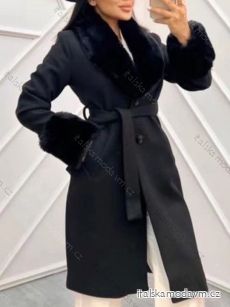 Kabát s kožíškem dlouhý rukáv dámský (S/M ONE SIZE) ITALSKÁ MÓDA IMWAE234381