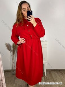 Šaty košilové dlouhý rukáv dámské nadrozměr (3XL/4XL ONE SIZE) ITALSKÁ MÓDA IMWQ23182/DU
