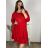 Šaty elegantní dlouhý rukáv dámské nadrozměr (3XL/4XL ONE SIZE) ITALSKÁ MÓDA IMWQ231170/DUR červená 3XL/4XL