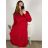 Šaty elegantní dlouhý rukáv dámské (S-3XL) POLSKÁ MÓDA PMWH234411/DU červená S