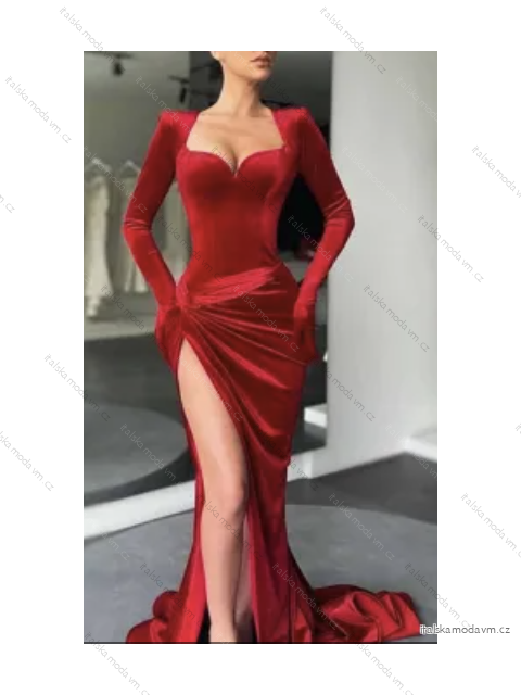 Šaty elegantní dlouhý rukáv dámské (S/M ONE SIZE) ITALSKÁ MÓDA IMPBB23B244471