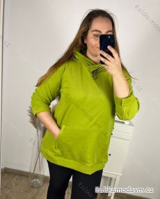 Mikina oversize teplá s kapucí dlouhý rukáv dámská nadrozměr (3XL/4XL ONE SIZE) ITALSKÁ MÓDA IM423TEILA/DR