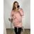 Šaty svetrové dlouhý rukáv dámské nadrozměr (XL/2XL/3XL ONE SIZE) ITALSKÁ MÓDA IM423VILETA/DUR růžová