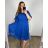 Šaty společenské elegantní šifonové krátký rukáv dámské nadrozměr (XL/2XL/3XL ONE SIZE) ITALSKÁ MÓDA IMM2380735/DUR Barva   královská modrá Velikost   XL/2XL