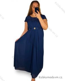 Šaty plesové elegantní společenské krátký rukáv dámské nadrozměr (L/XL/2XL ONE SIZE) ITALSKÁ MÓDA IMM22693/DU