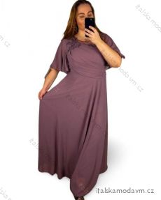 Šaty plesové dlouhé elegantní společenské krátký rukáv dámské nadrozměr (XL/2XL ONE SIZE) ITALSKÁ MÓDA IMM2380736PL/DR
