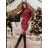 Šaty elegantní košilové vánoční dlouhý rukáv dámské (S/M ONE SIZE) ITALSKÁ MÓDA IMM23M5390/DU červená S/M