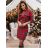 Šaty elegantní košilové vánoční dlouhý rukáv dámské (S/M ONE SIZE) ITALSKÁ MÓDA IMM23M5390/DU červená S/M