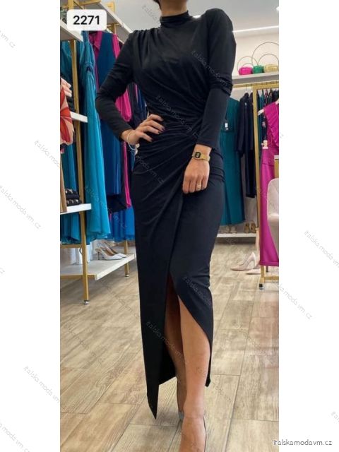 Šaty dlouhé společenské dlouhý rukáv dámské (S/M ONE SIZE) ITALSKÁ MODA IMM23M2271/DUR