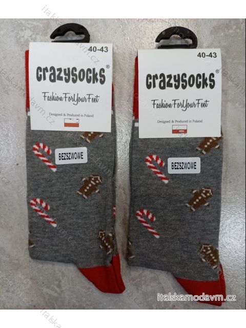 Ponožky veselé vánoční slabé pánské cukroví CRAZY SOCKS (40-43,44-47) POLSKÁ MÓDA  DPP21212