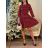 Šaty elegantní vánoční dlouhý rukáv dámské (S/M ONE SIZE) ITALSKÁ MÓDA IMM23M56723/DUR červená S/M