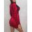 Šaty elegantní dlouhý rukáv dámské (XS/S ONE SIZE) ITALSKÁ MÓDA IMWAE234510/DUR červená XS/S