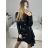 Šaty elegantné flitrové dlhý rukáv dámske (S/M ONE SIZE) TALIANSKA MóDA IMM23M4116/DU S/M zlatá
