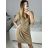 Šaty společenské třpytivé dlouhý rukáv dámské (S/M ONE SIZE) ITALSKÁ MODA IMM23M284A/DUR zlatá S/M