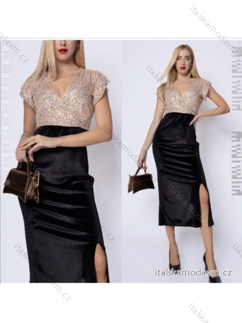 Šaty elegantné flitrové krátky rukáv dámske (S/M ONE SIZE) TALIANSKA MÓDA IMPDY233SSH53816