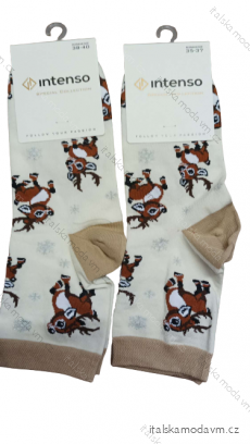Ponožky veselé slabé vánoční dámské (35-37, 38-40) POLSKÁ MÓDA DPP23JELEN/DR