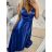 Šaty dlouhé společenské na ramínka dámské (S/M ONE SIZE) ITALSKá MóDA IMHMS23027/DU S/M královská modrá