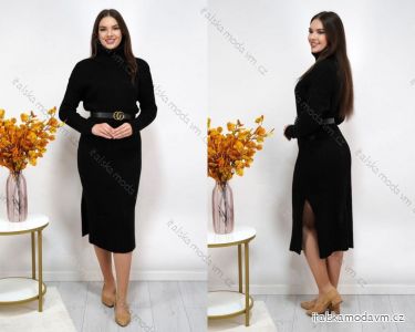 Šaty pletené s rolákem dlouhý rukáv dámské nadrozměr (L/XL/2XL ONE SIZE) ITALSKá MóDA IM423822