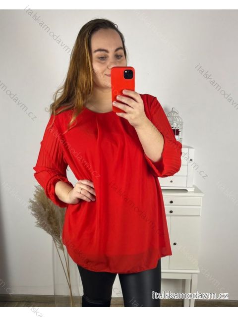 Halenka dlouhý rukáv dámská nadrozměr  (3XL/4XL ONE SIZE) ITALSKÁ MÓDA IMWQ233863/DUR červená 3XL/4XL